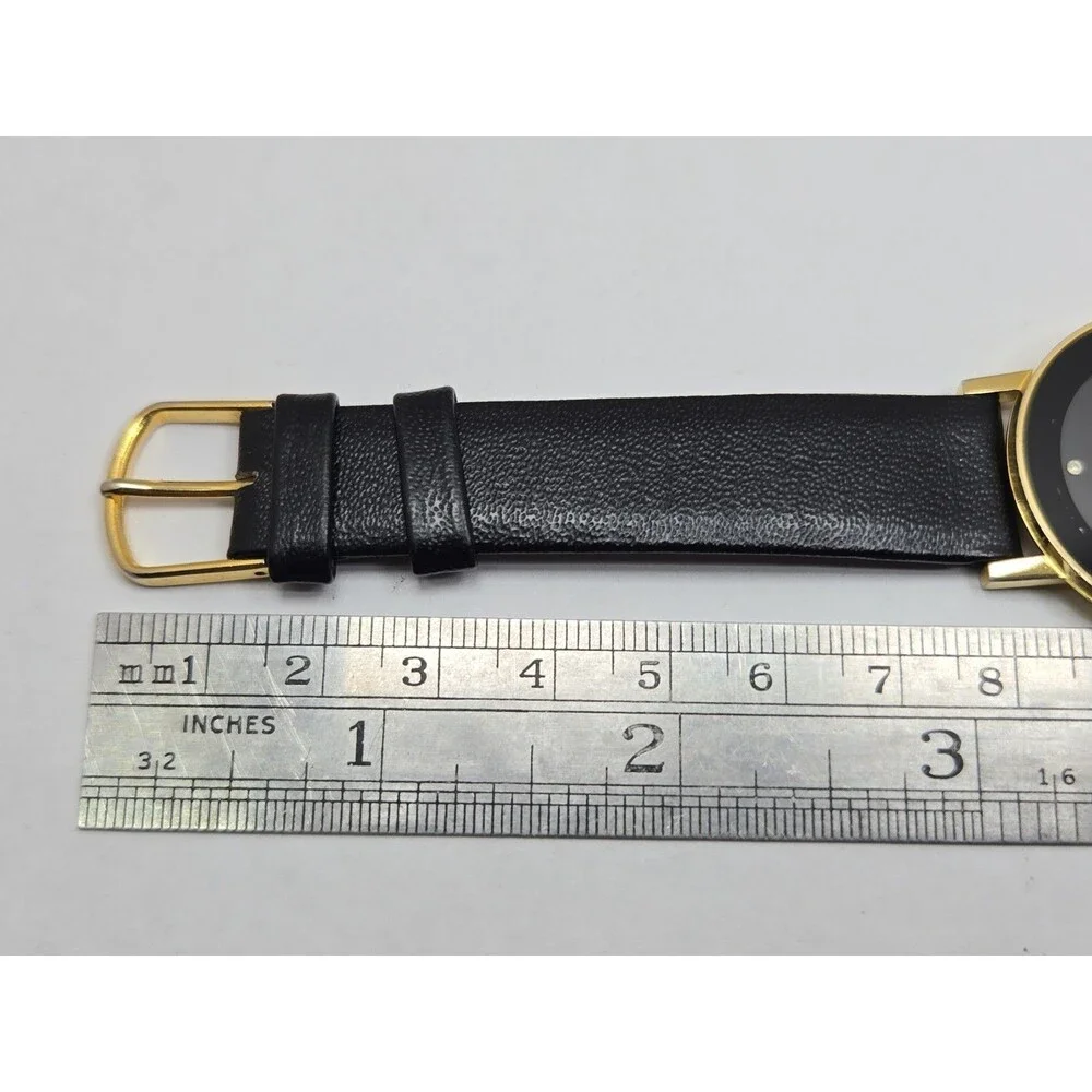 Martell Cognac Black Dial Diamond Accent Gold Tone Quartz Watch New Battery